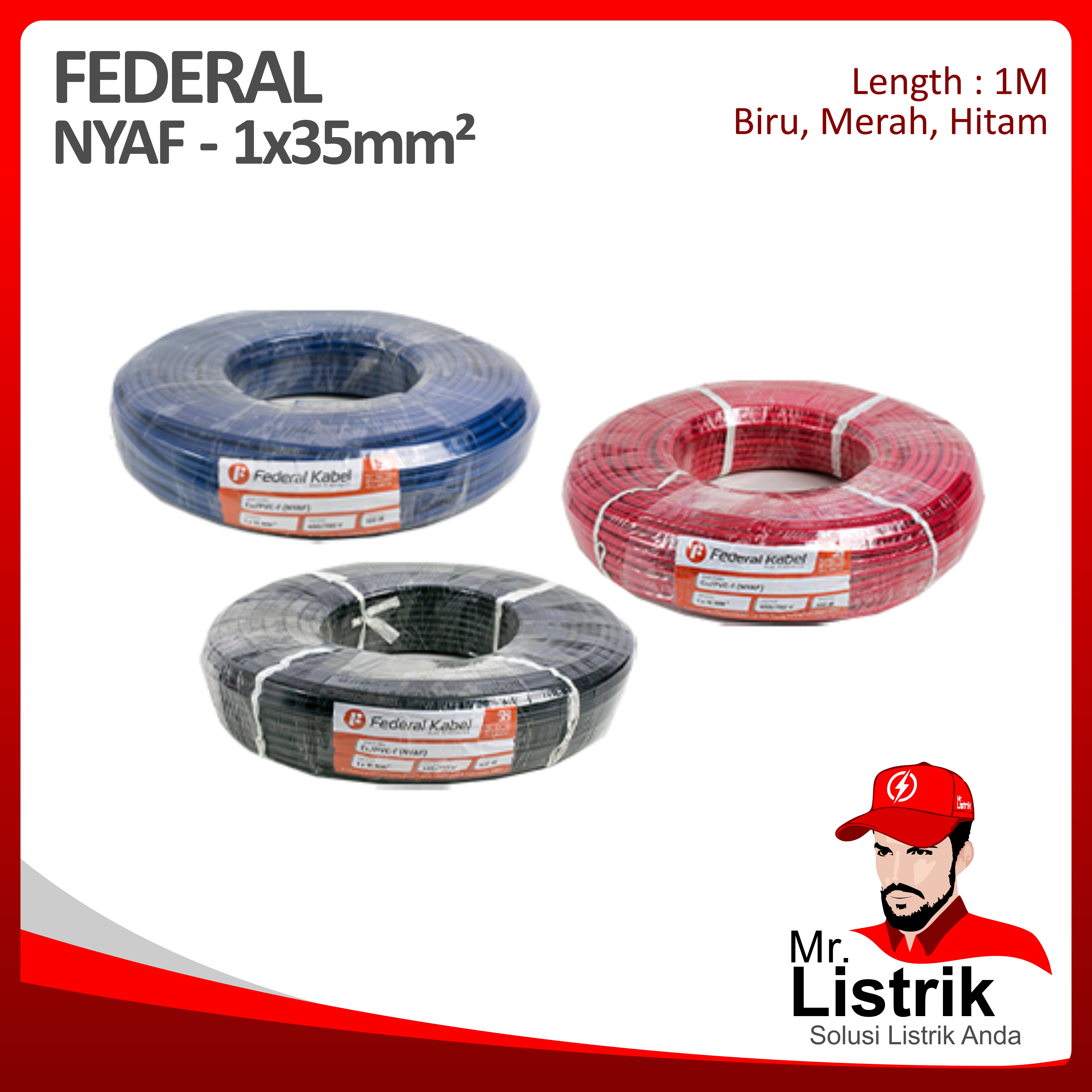Kabel NYAF Federal 1x35 mm² @1 Mtr