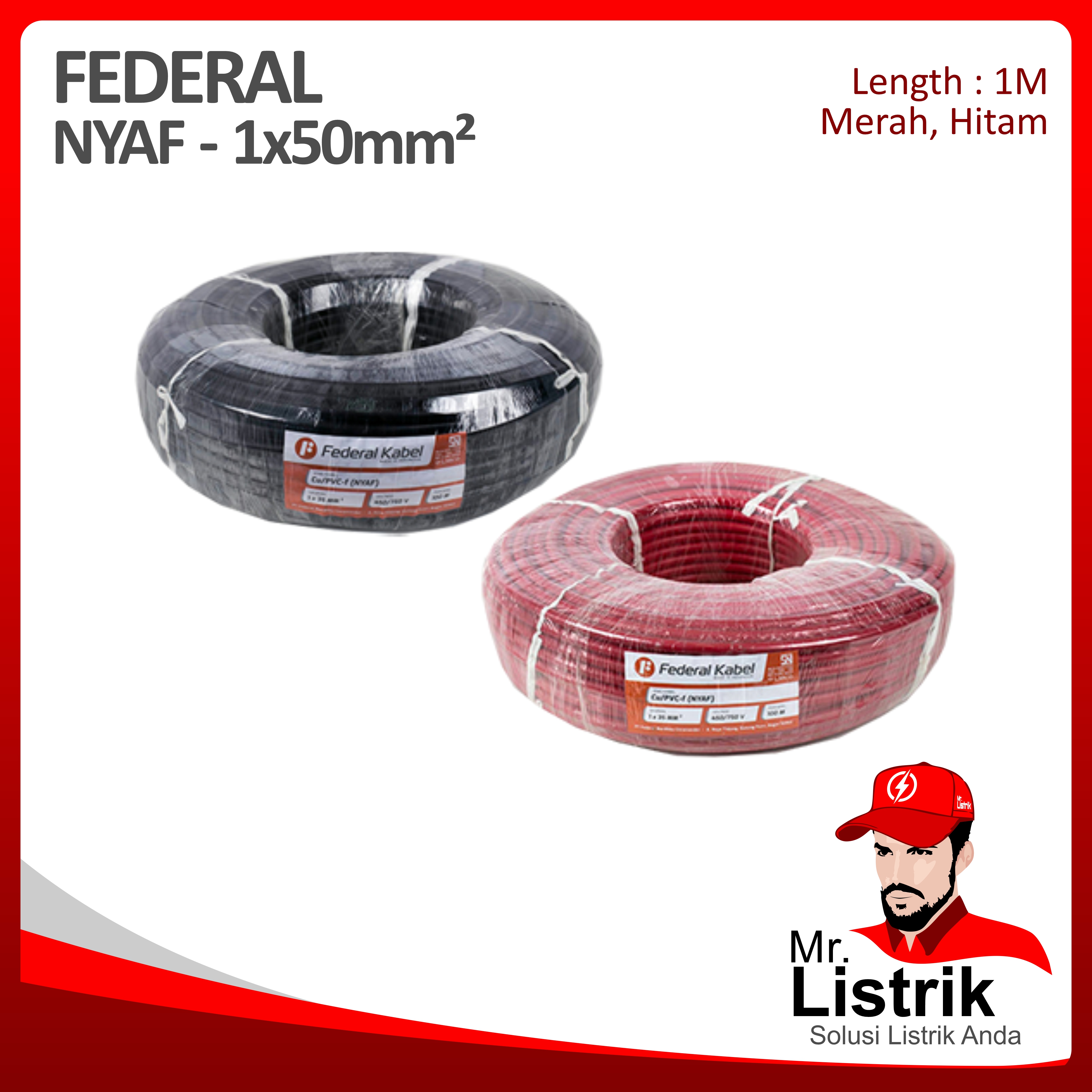 Kabel NYAF Federal 1x50 mm² @1 Mtr