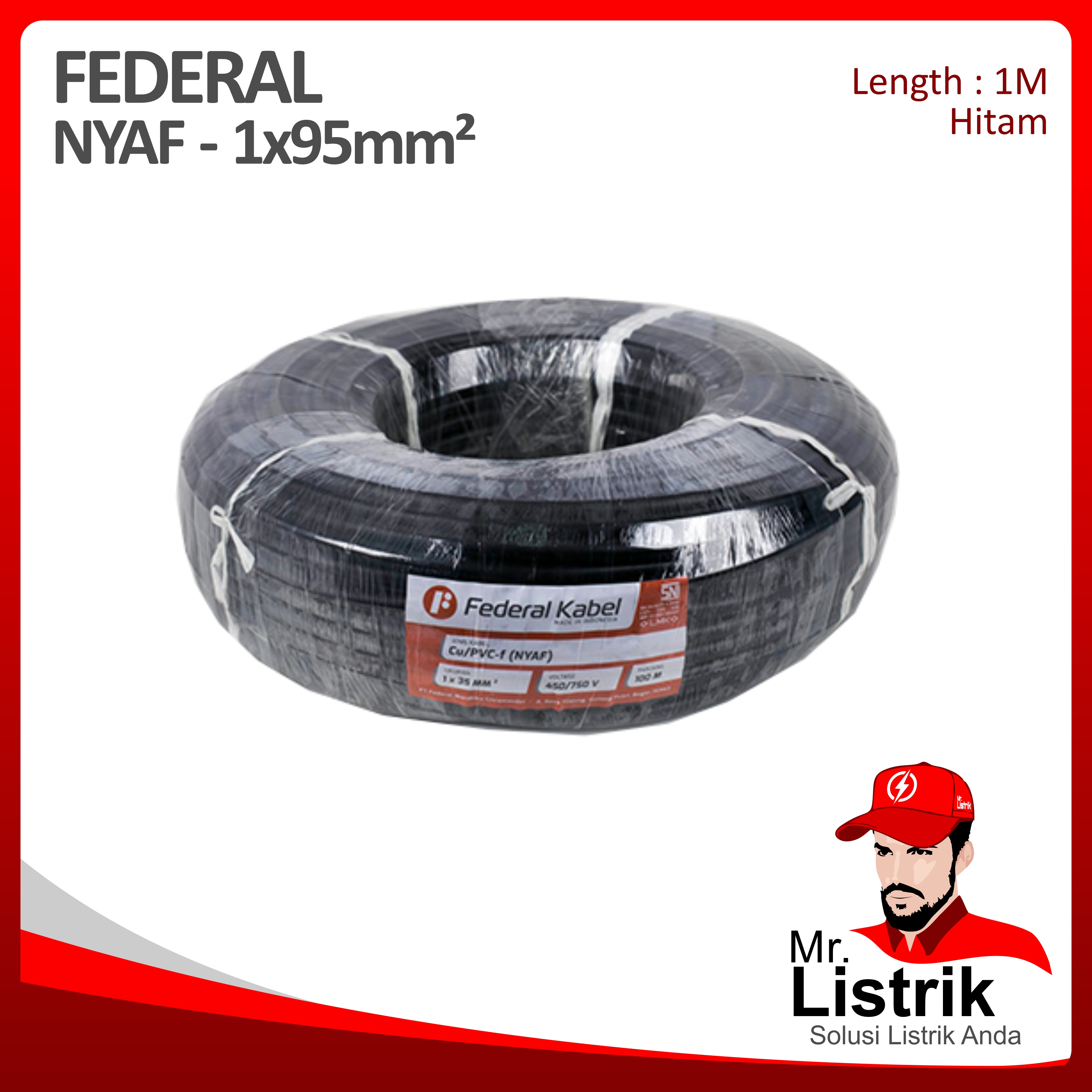 Kabel NYAF Federal 1x95 mm² @1 Mtr
