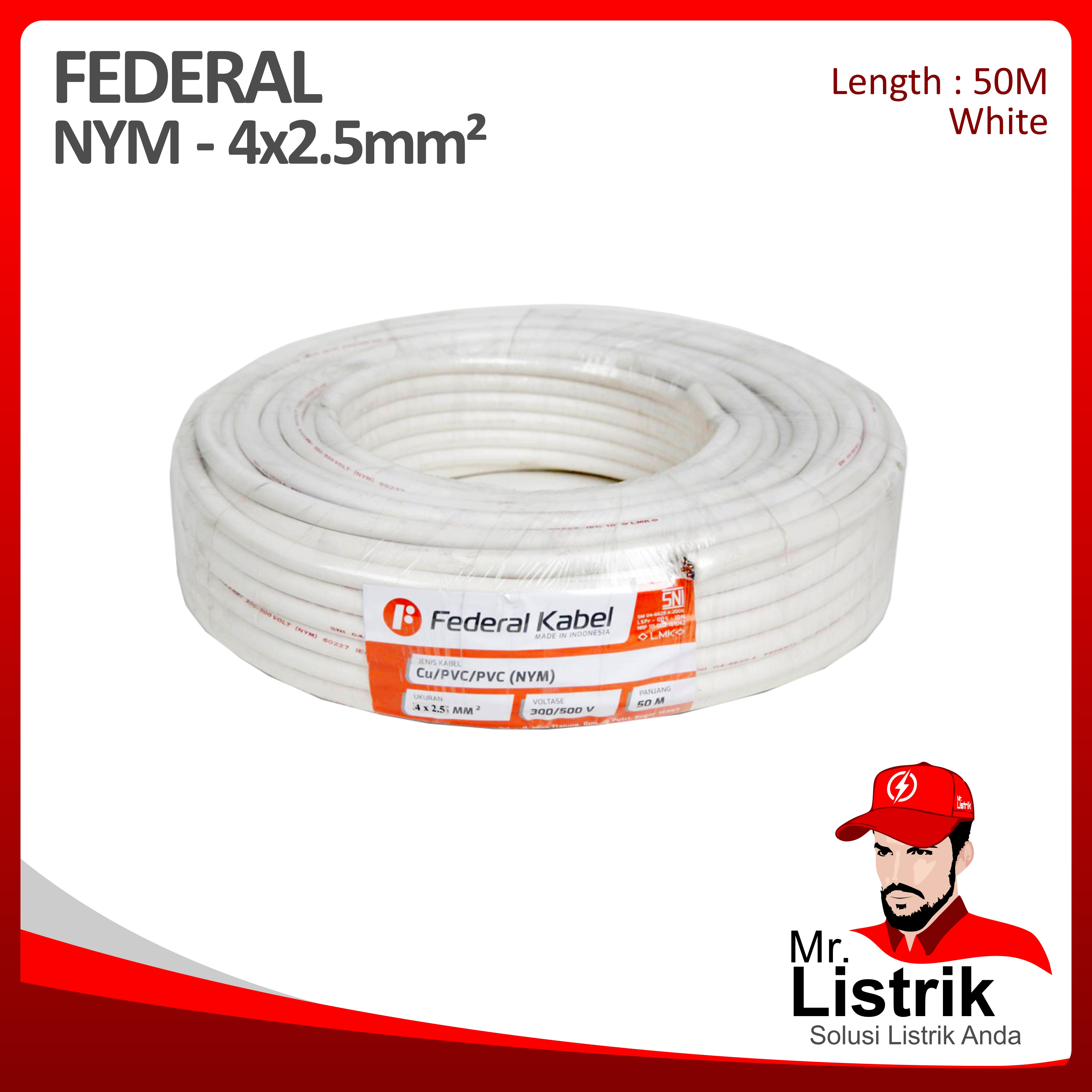 Kabel NYM Federal 4x2.5 mm² @50 Mtr