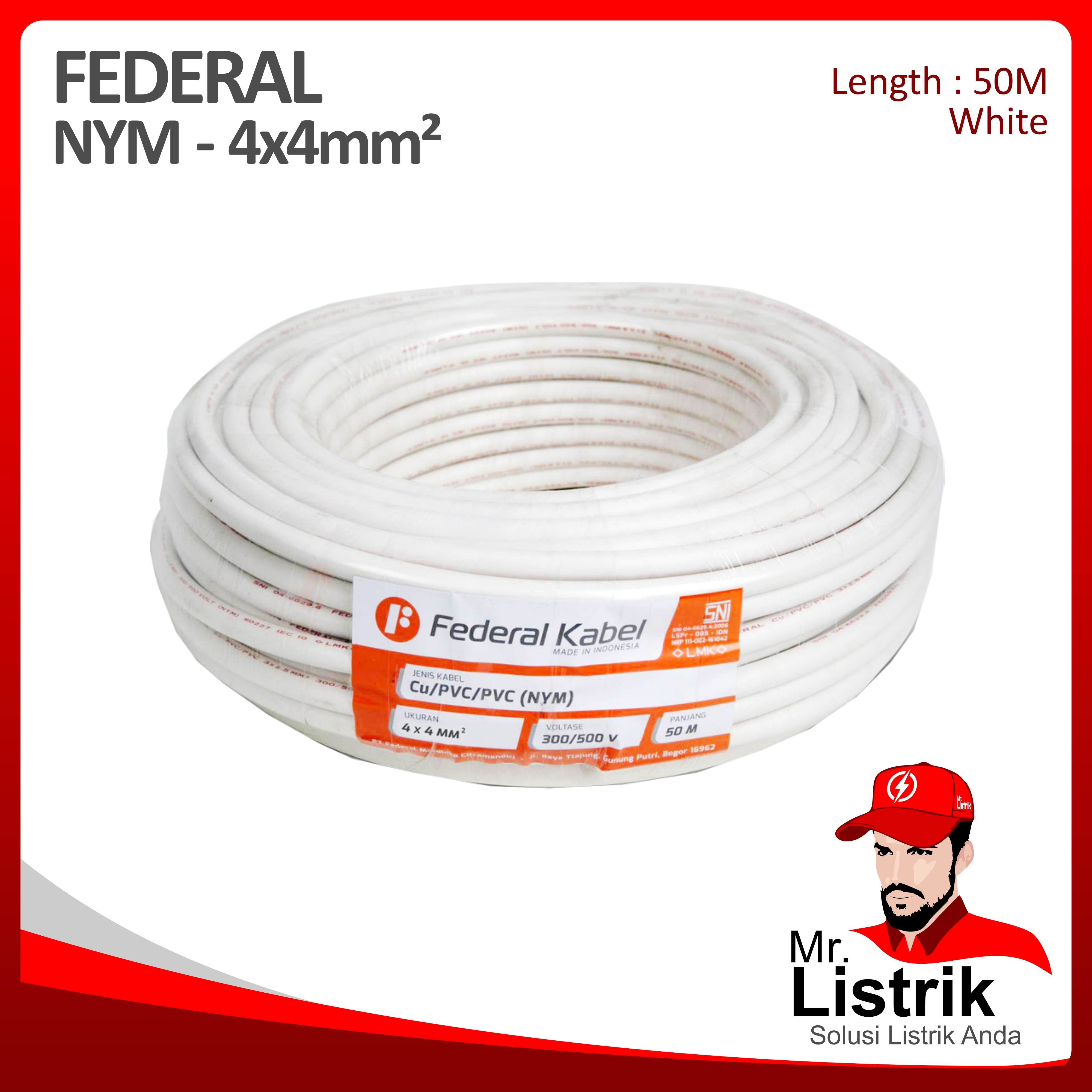 Kabel NYM Federal 4x4 mm² @50 Mtr