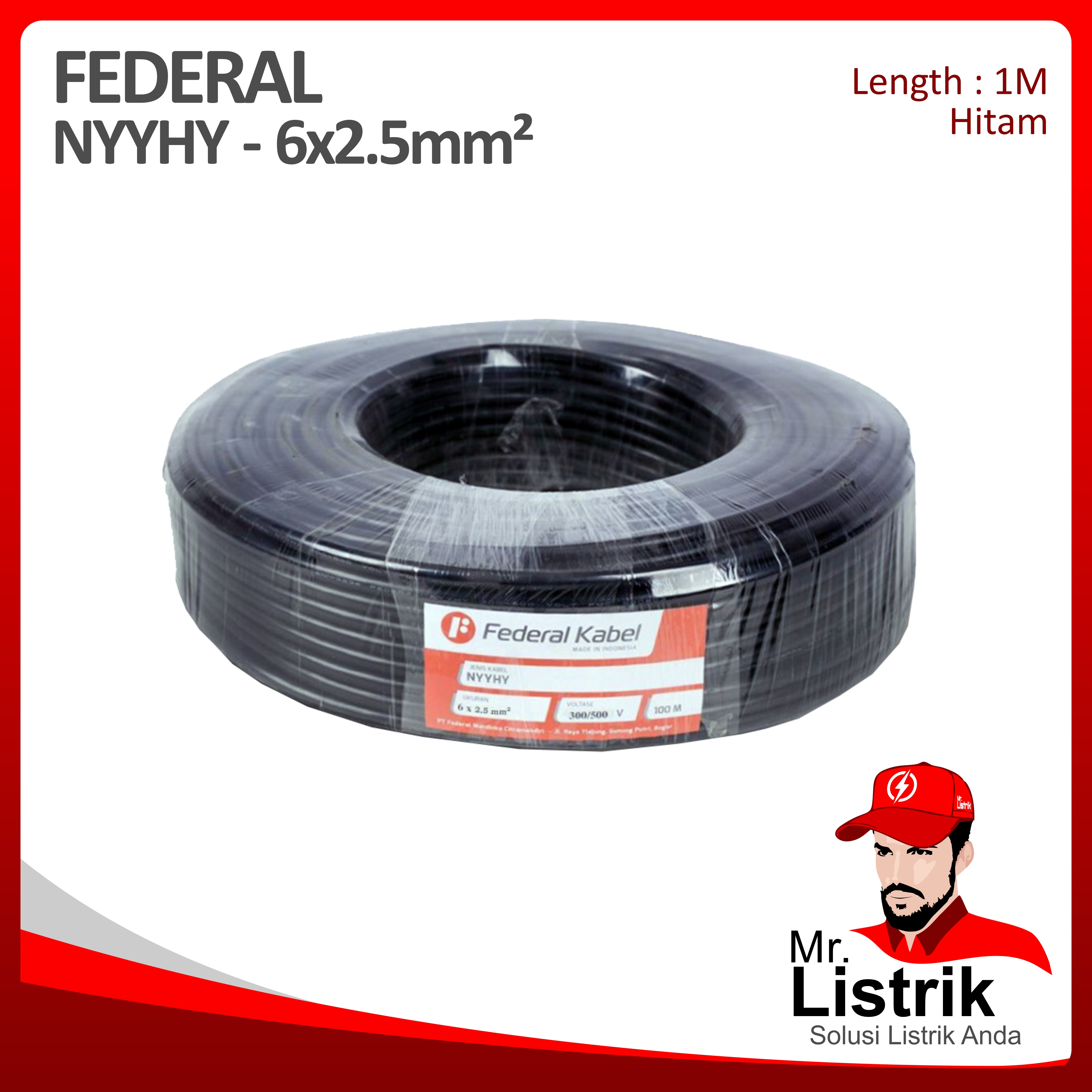 Kabel NYYHY Federal 6x2.5 mm² @1 Mtr