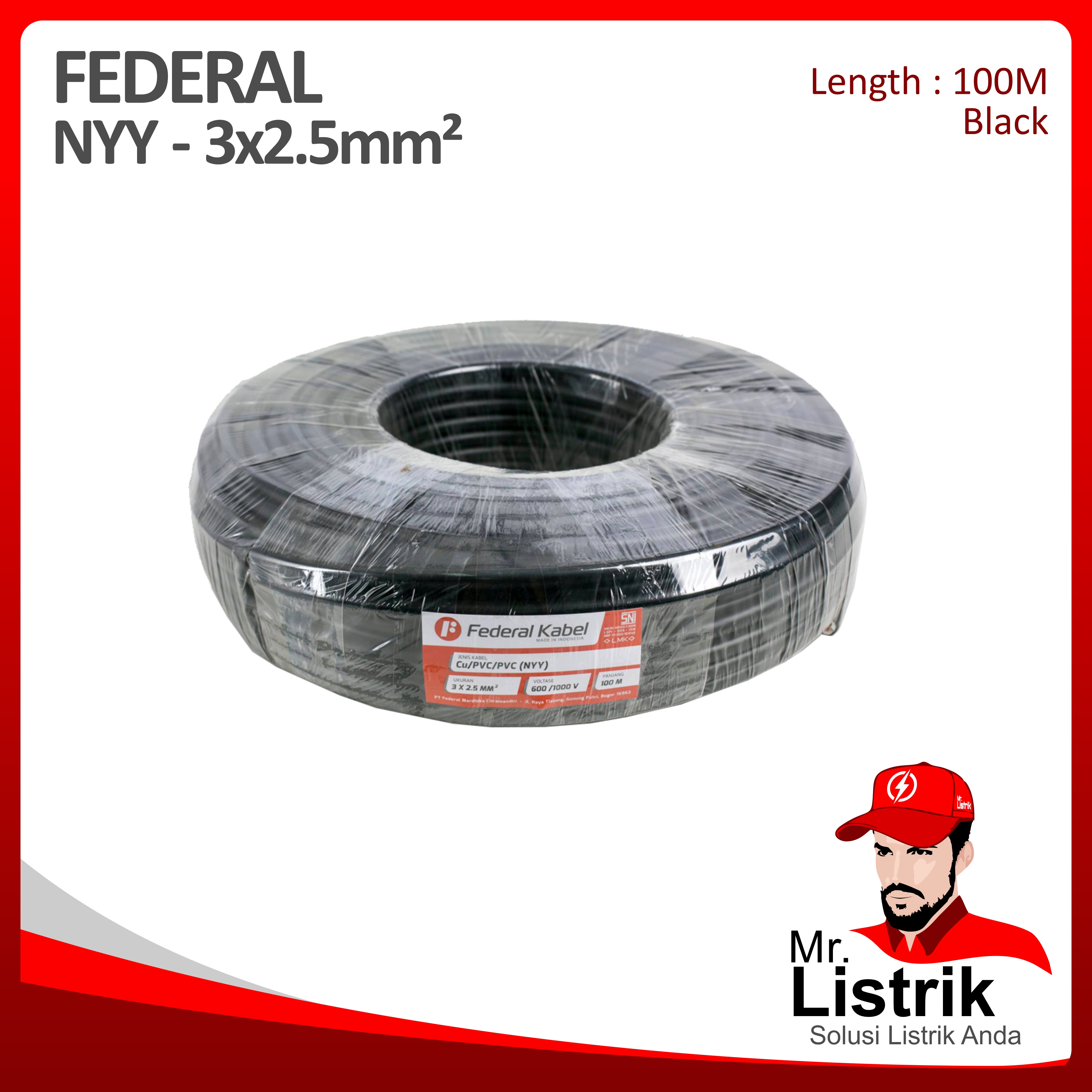 Kabel NYY Federal 3x2.5 mm² @100 Mtr