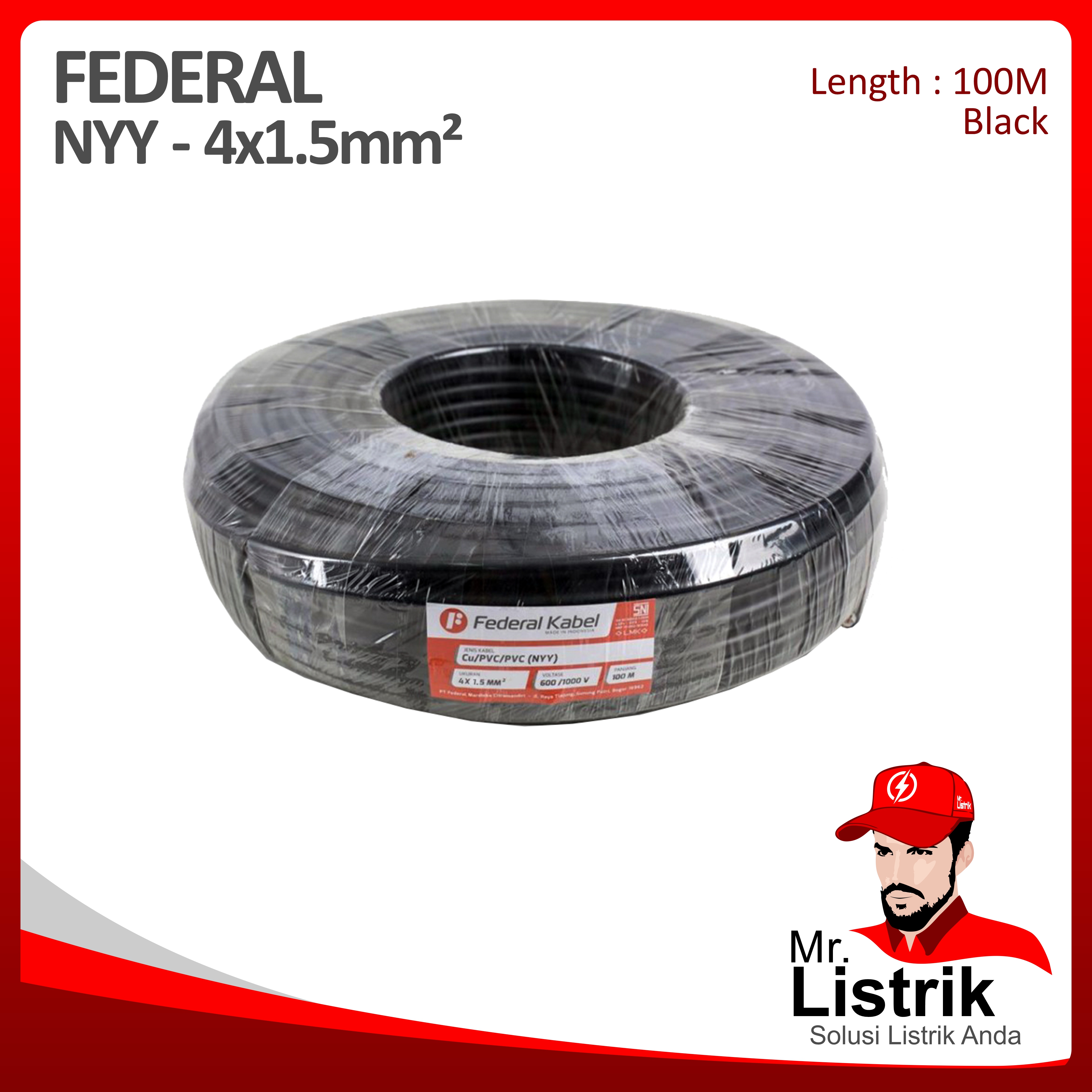 Kabel NYY Federal 4x1.5 mm² @100 Mtr