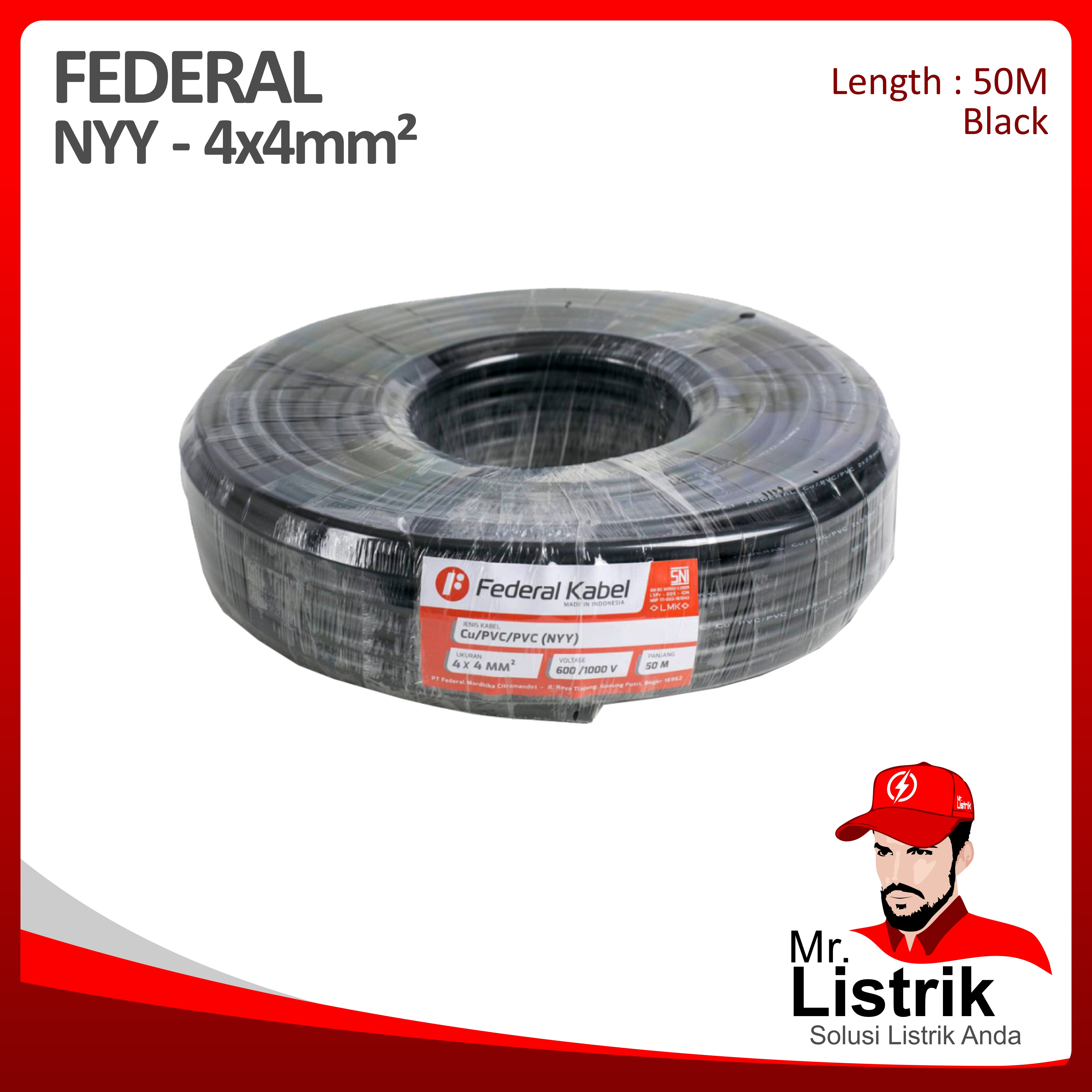 Kabel NYY Federal 4x4 mm² @50 Mtr
