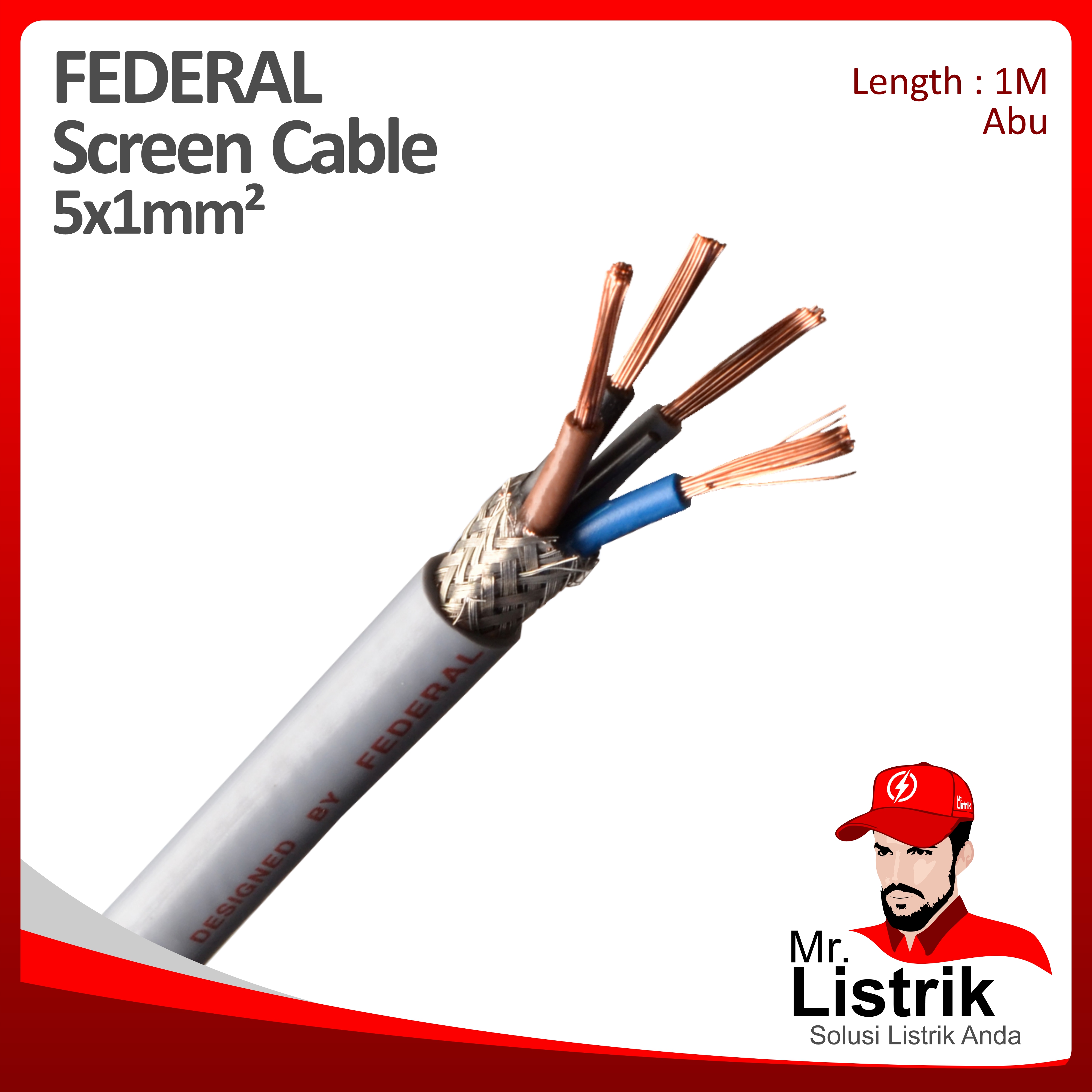 Kabel SCREEN Federal 5x1 mm² @1 Mtr