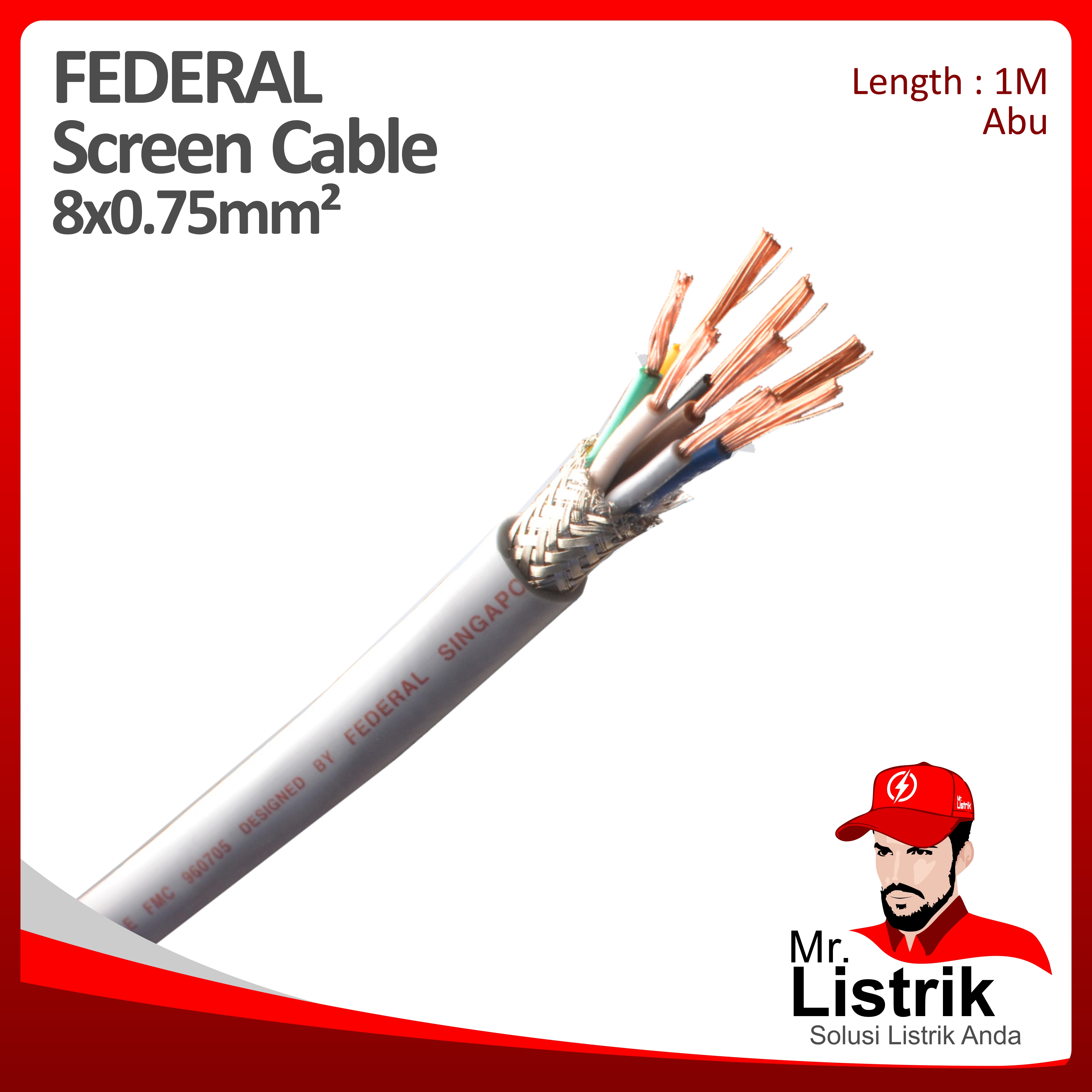 Kabel SCREEN Federal 8x0.75 mm² @1 Mtr