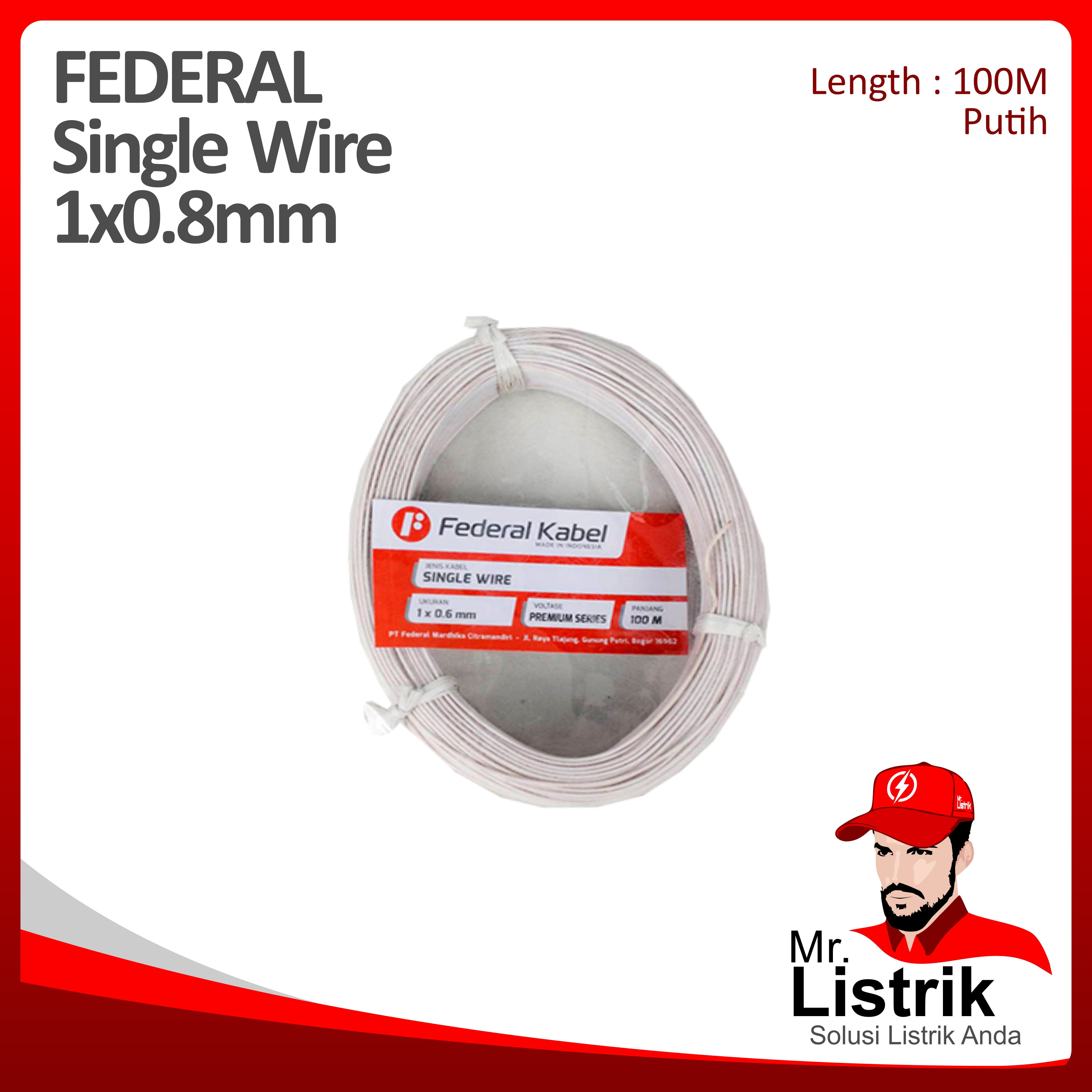 Kabel Single Federal 1x0.8  @100 Mtr