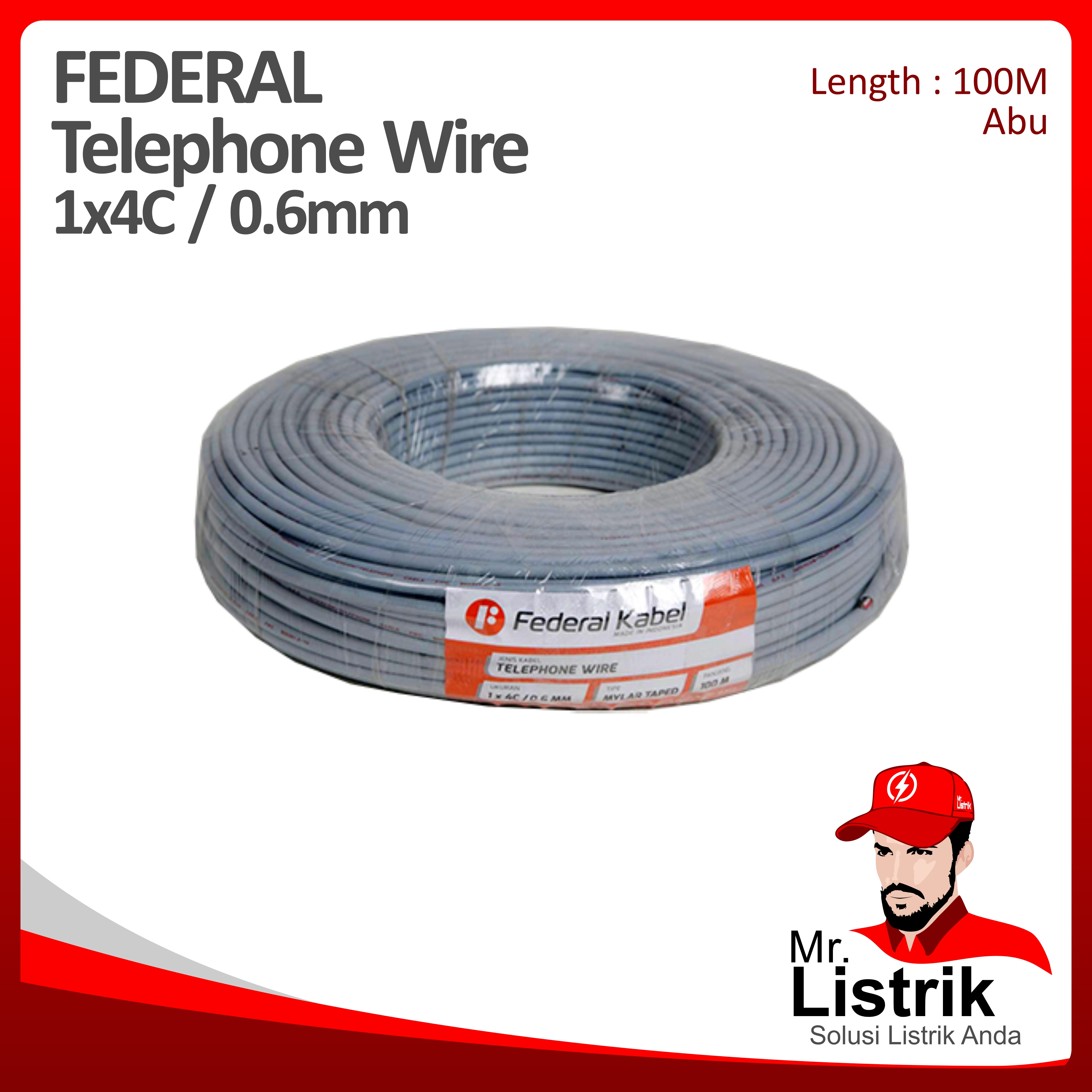 Kabel TELP Federal 1x4C /0.6 mm @100 Mtr