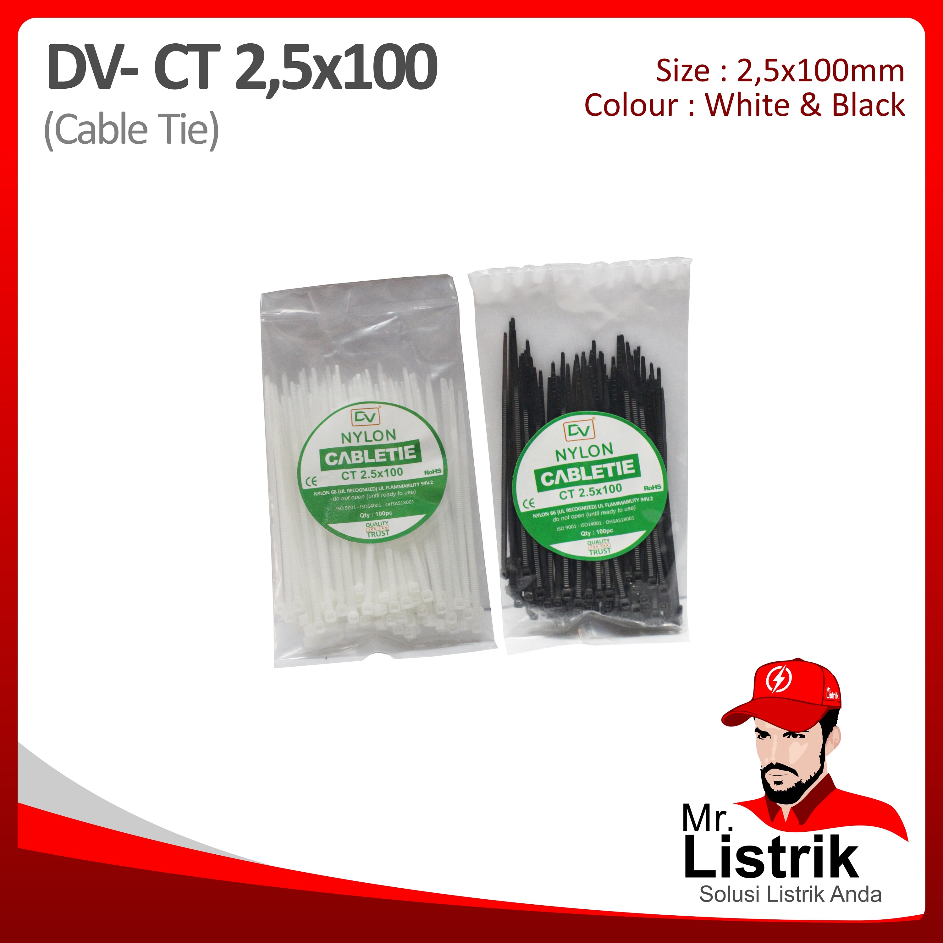 Cable Tie 2.5x100 DV CT2.5x100