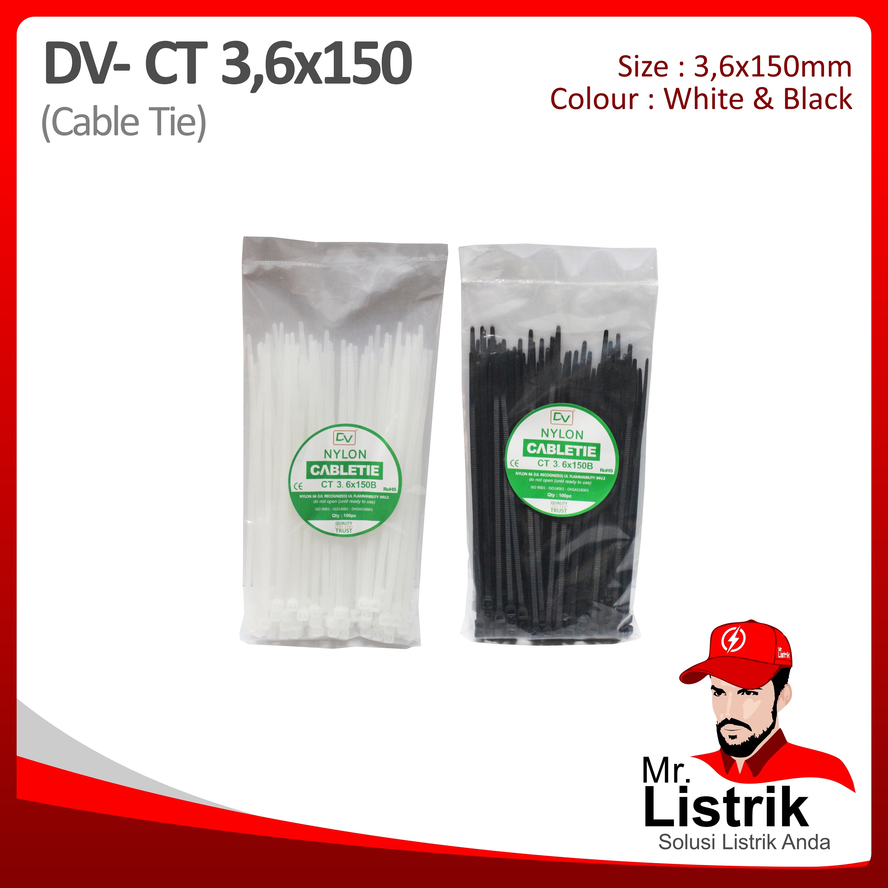 Cable Tie 3.6x150 DV CT3.6x150