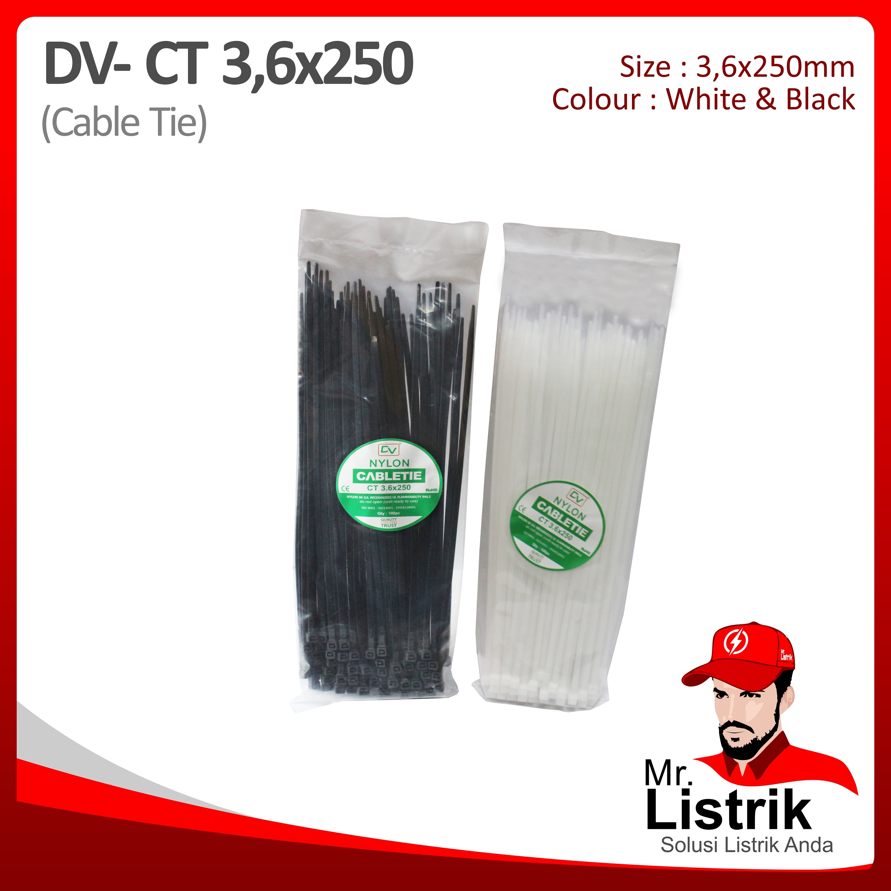 Cable Tie 3.6x250 DV CT3.6x250