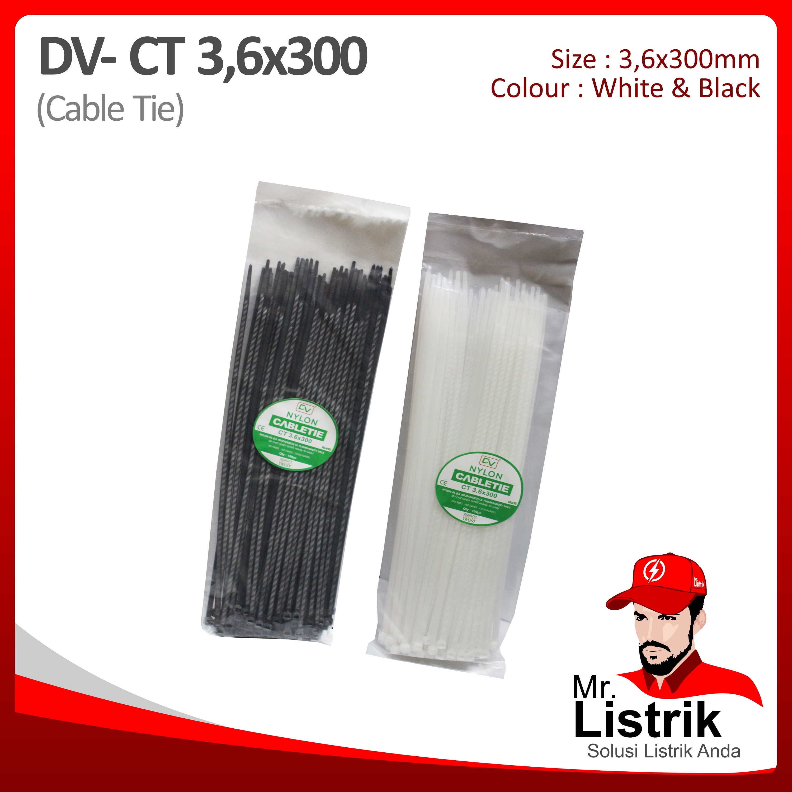 Cable Tie 3.6x300 DV CT3.6x300