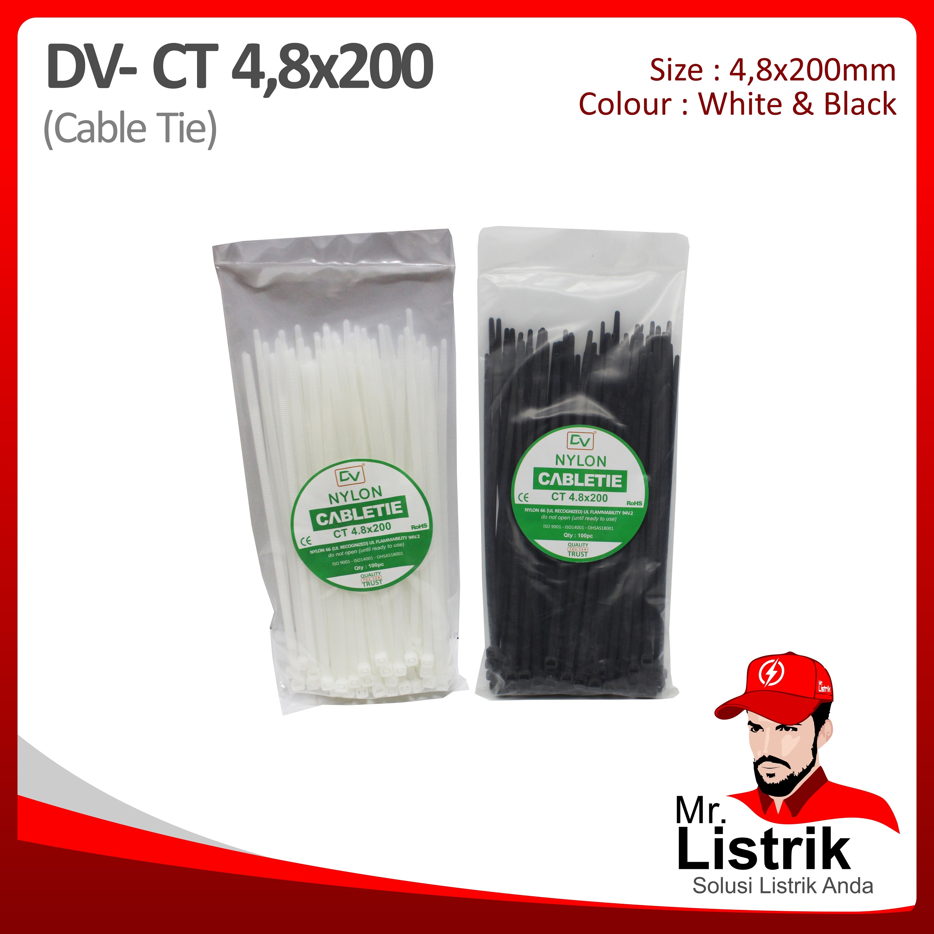 Cable Tie 4.8x200 DV CT4.8x200