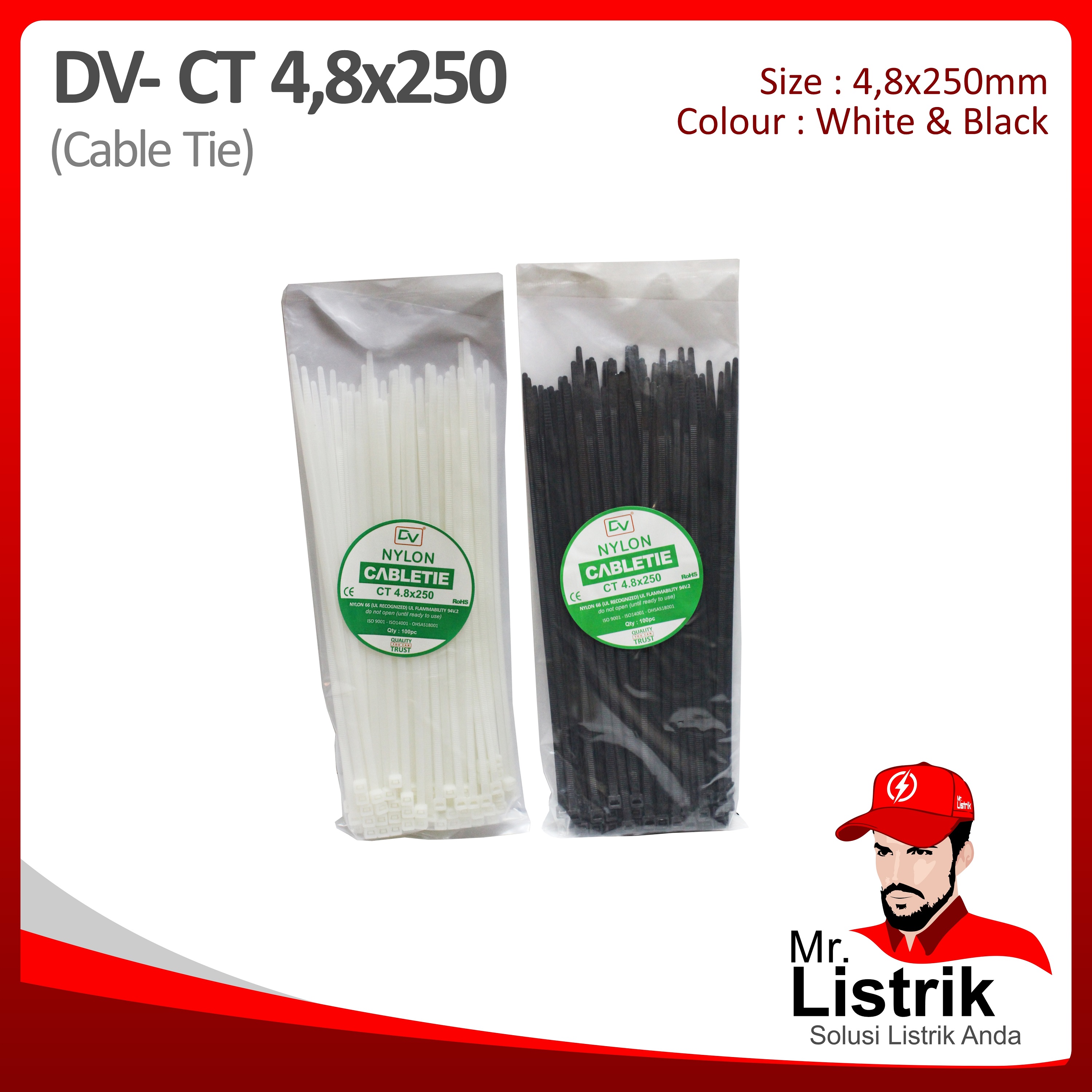 Cable Tie 4.8x250 DV CT4.8x250