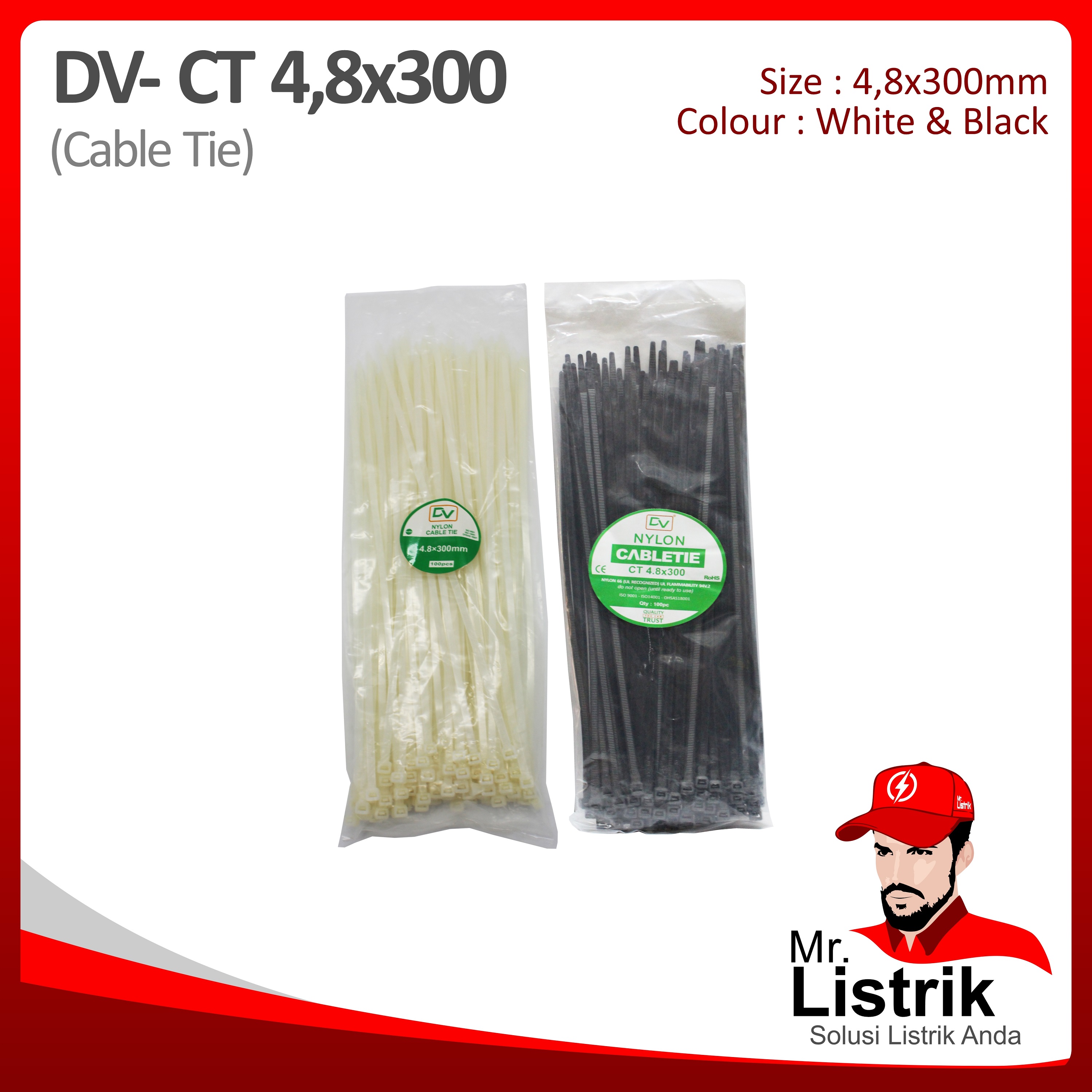 Cable Tie 4.8x300 DV CT4.8x300