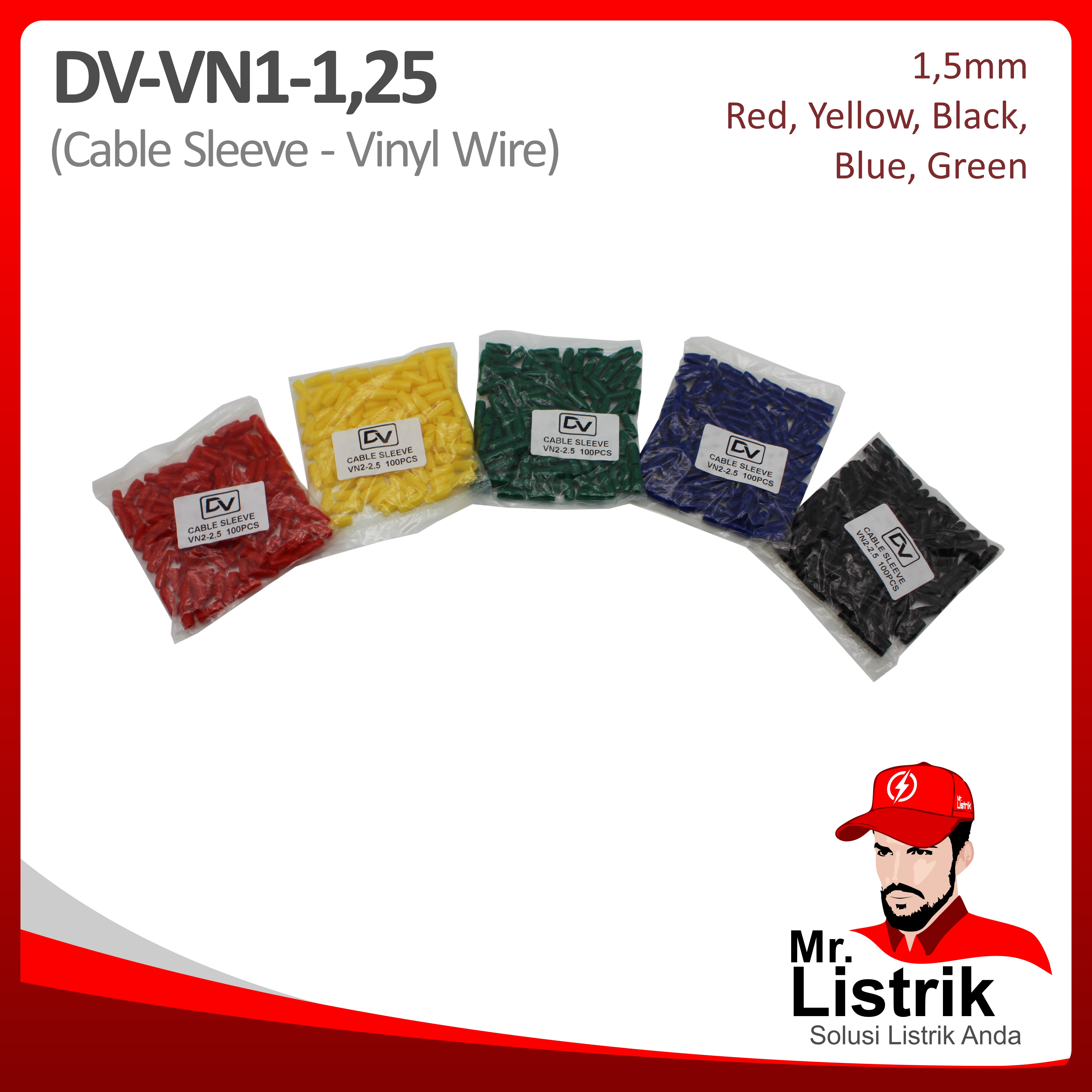 Cable Sleeve Vinyl 1.5mm DV VN1-1.25