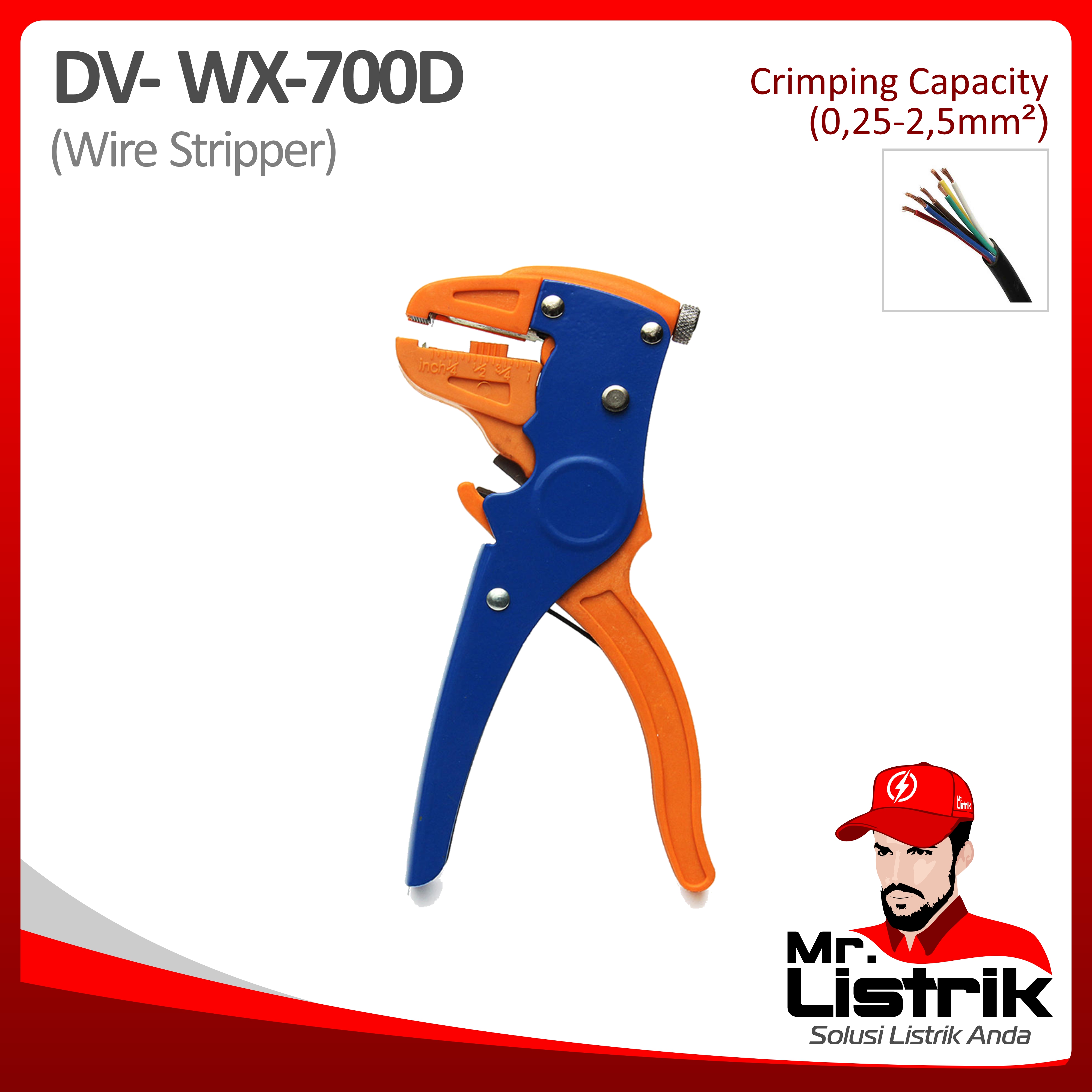 Alat Kupas Potong Kabel 0.25-2.5mm DV WX-700D